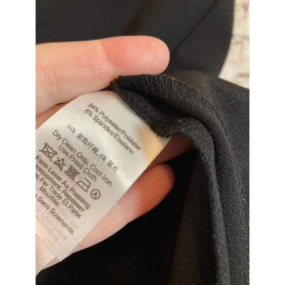 DKNY Midi Dress Womens 4 Pink & Black Colorblock Ruffle Shoulder Sheath Career - Picture 15 of 15